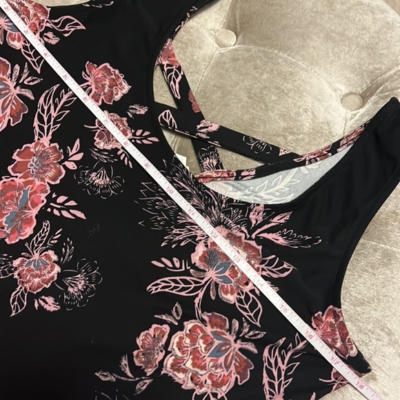 Mudd brand super soft tank, style dress with crisscross back, black with pink - Picture 9 of 12